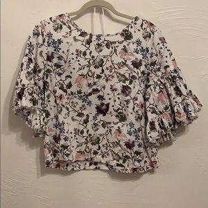 melrose and market floral flare sleeve shirt